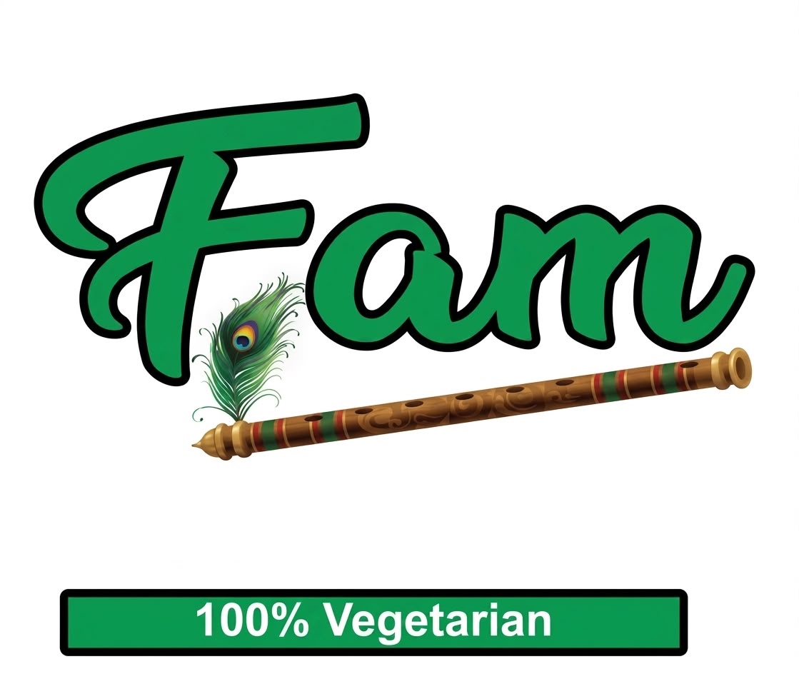 FAM JAM Family Restaurant logo — 100% Vegetarian